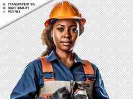 PSD 흑인 여성 전기 기술자  바탕 색 고립