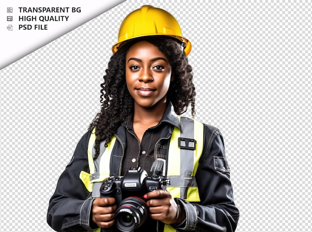 PSD black woman engineer on white background white isolated b