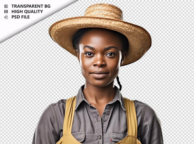 Black woman farmer on white background white isolated bac