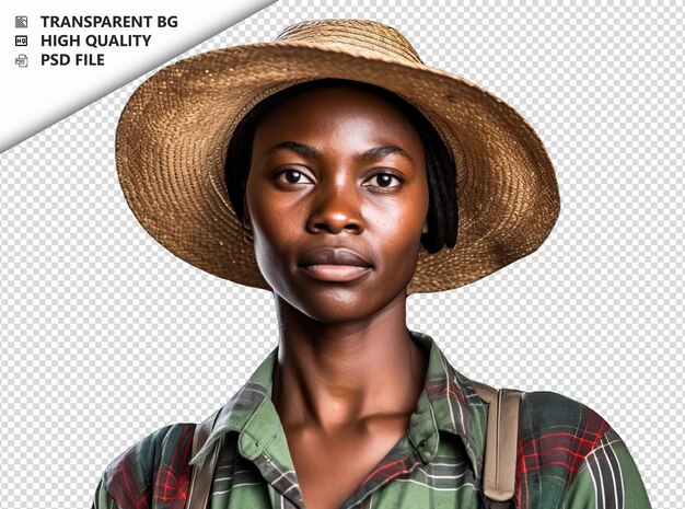 PSD black woman farmer on white background white isolated bac