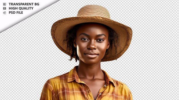 PSD black woman farmer on white background white isolated bac