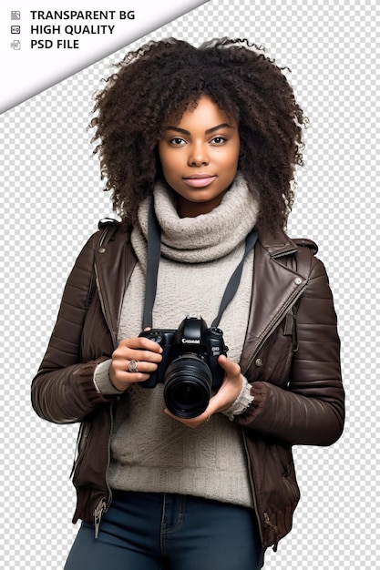 PSD 黒人女性グラフィックデザイナー 白い背景