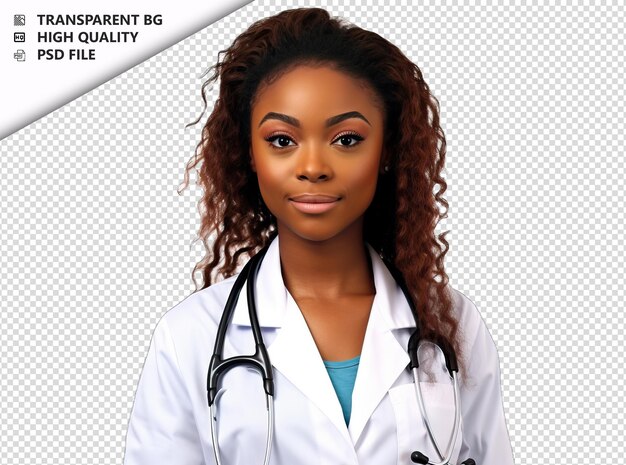 PSD black woman healthcare professional on white background w