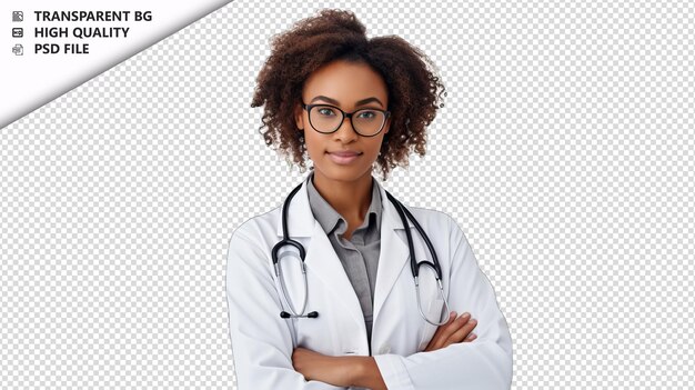 Black woman healthcare professional on white background w