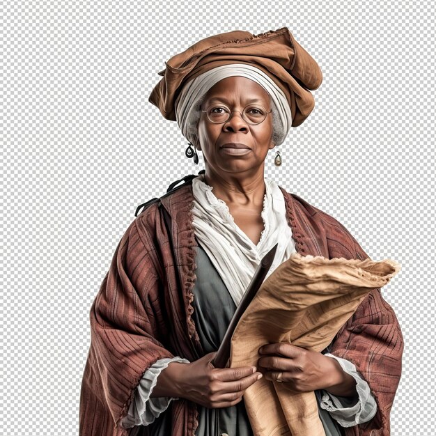 PSD black woman historian psd transparent white isolated background