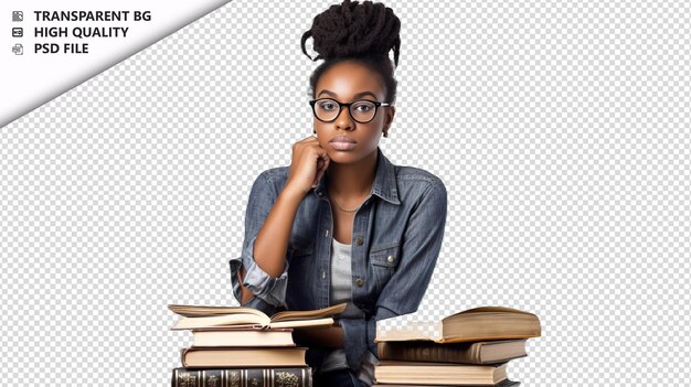 PSD black woman historian on white background white isolated