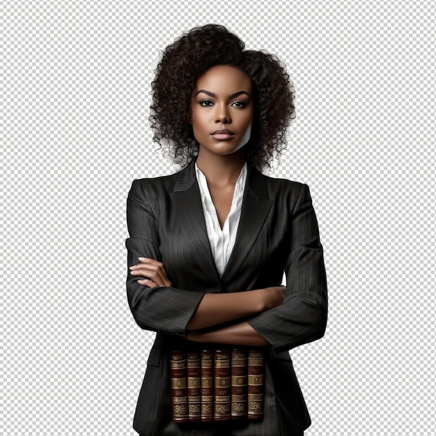 Black woman lawyer psd transparent white isolated background