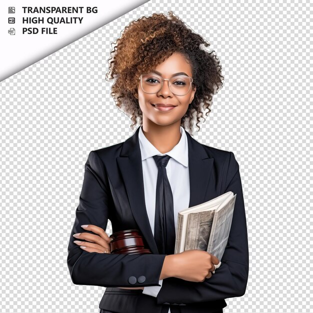 PSD black woman lawyer on white background white isolated bac