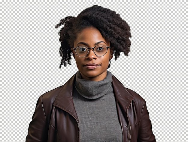 PSD black woman librarian psd transparent white isolated background