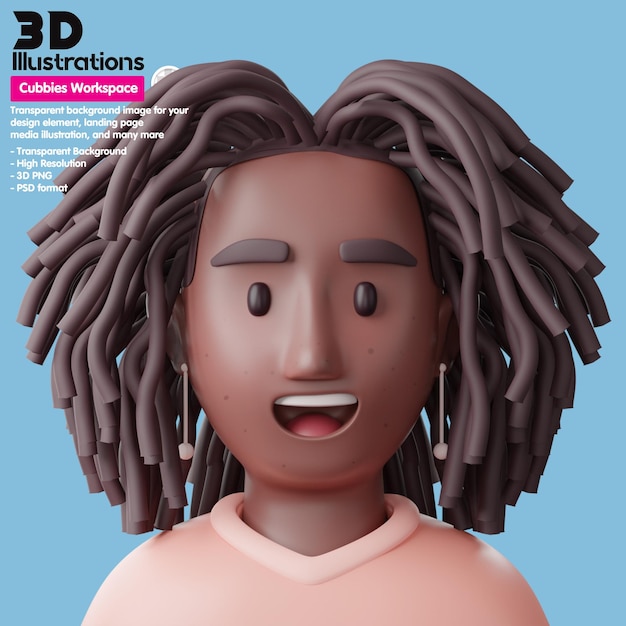 PSD black woman meta people 3d avatar