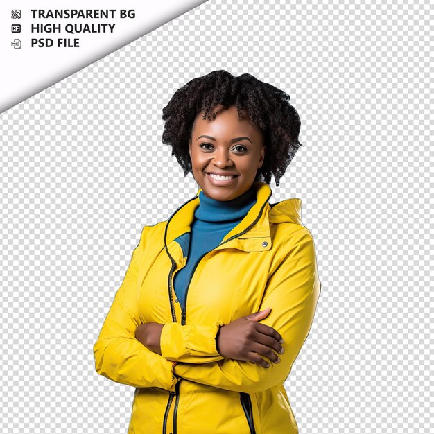 Black woman meteorologist on white background white isola