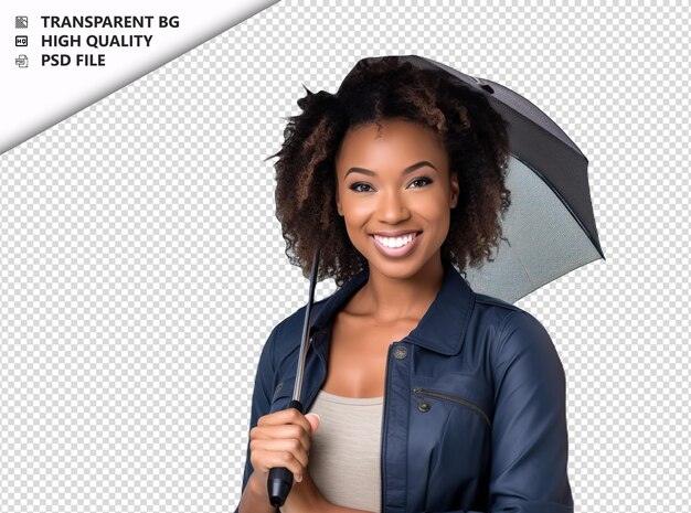 PSD black woman meteorologist on white background white isola