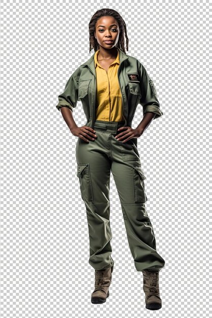 PSD black woman paramedic psd transparent white isolated background