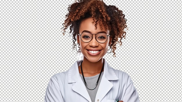 PSD black woman pharmacist psd transparent white isolated background