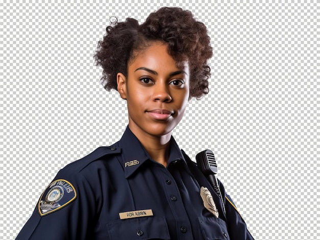 Black woman police officer psd transparent white isolate