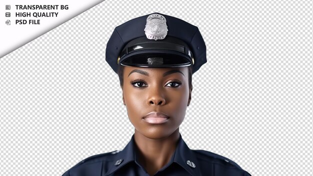 PSD black woman police officer on white background white isol