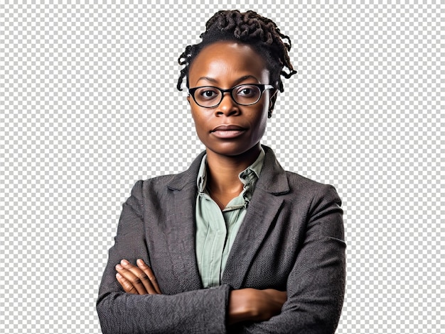 Black woman political scientist psd transparent white iso