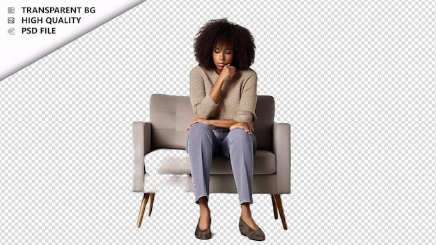 PSD psicologa donna nera su sfondo bianco isolato bianco