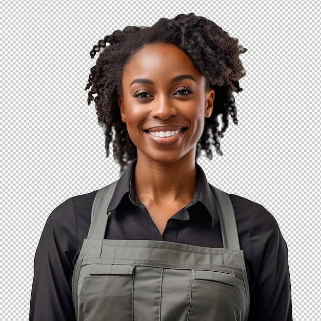 PSD black woman retail worker psd transparent white isolated