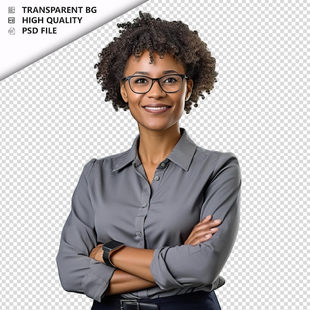 PSD black woman teacher on white background white isolated ba