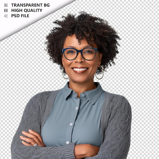 PSD black woman teacher on white background white isolated ba