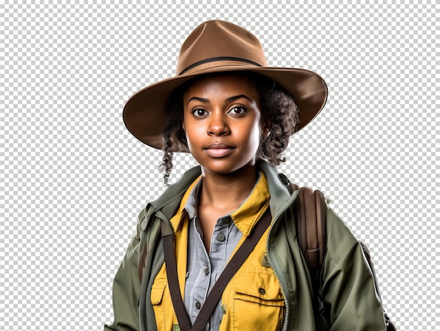 PSD black woman zoologist psd transparent white isolated background