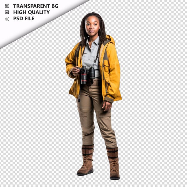 PSD black woman zoologist on white background white isolated