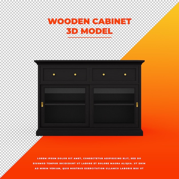 PSD black wooden cabinet