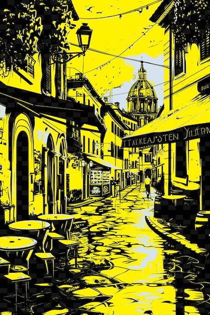 PSD una foto nera e gialla di una strada con un cartello che dice la città vecchia della capitale