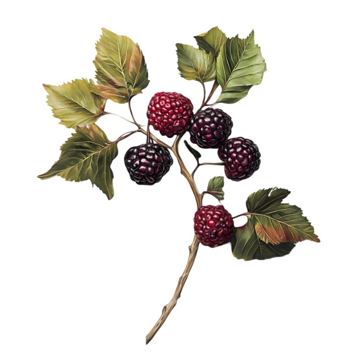 PSD blackberries on branch