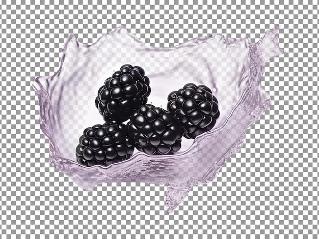 Blackberries milk splash floating isolated on background