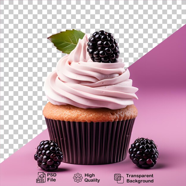 Blackberry cupcake isolated on transparent background include png file