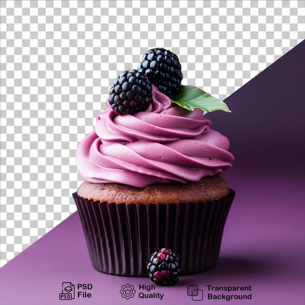 Blackberry Cupcake Izolowany Na Przezroczystym Tle Zawiera Plik Png