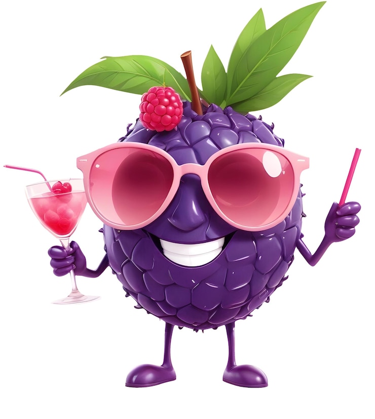 PSD blackberry fun cheerful vacation tropical drink illustration