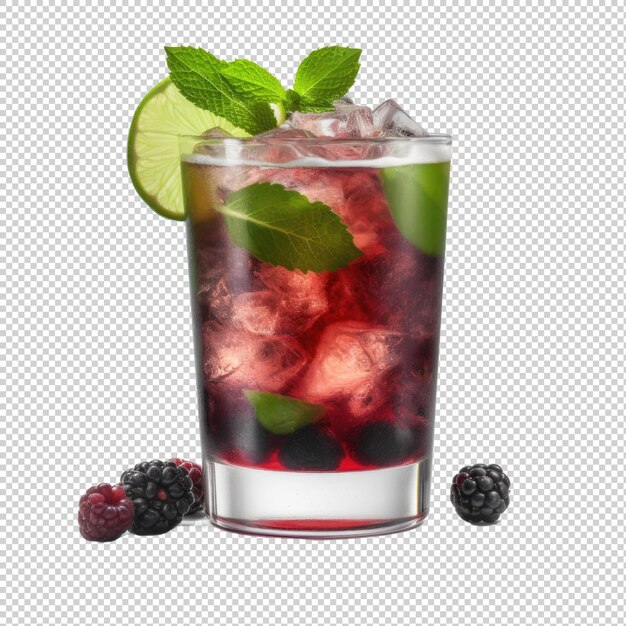 PSD cocktail blackberry mojito isolato su sfondo trasparente ia generativa