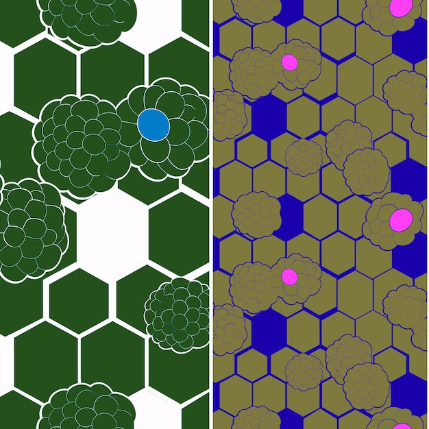 blackberry with drupelets and dark design with hexagonal pat unique tropical fruit pattern vector