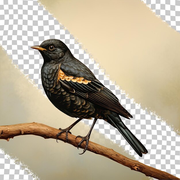 PSD blackbird alone on a transparent background