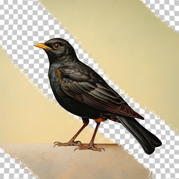 PSD blackbird alone on a transparent background