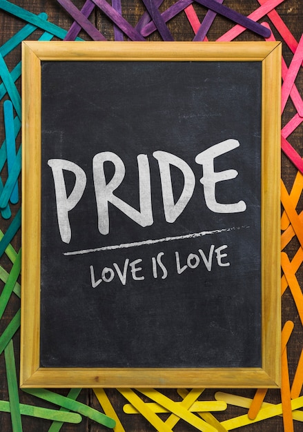 PSD blackboard gay pride mockup