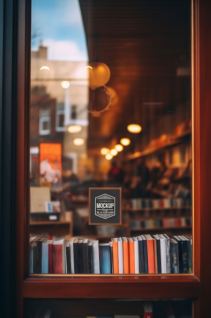 PSD blackboard inside shop window  mockup