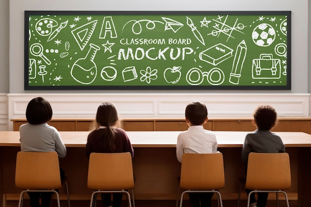 Blackboard mockup in classroom