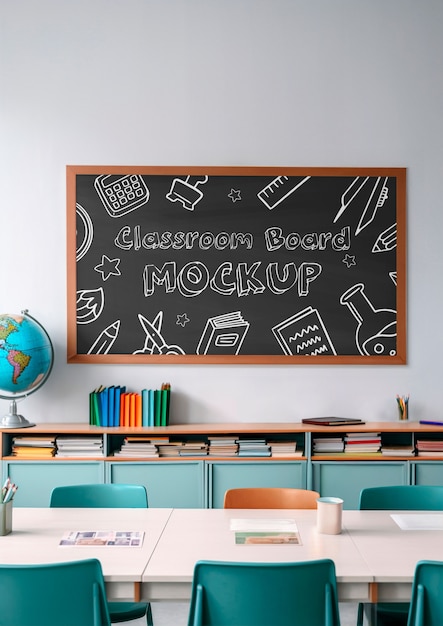 Blackboard mockup in classroom