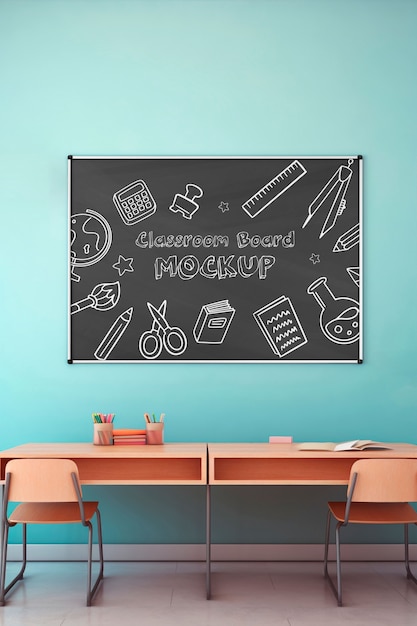 PSD blackboard mockup in classroom