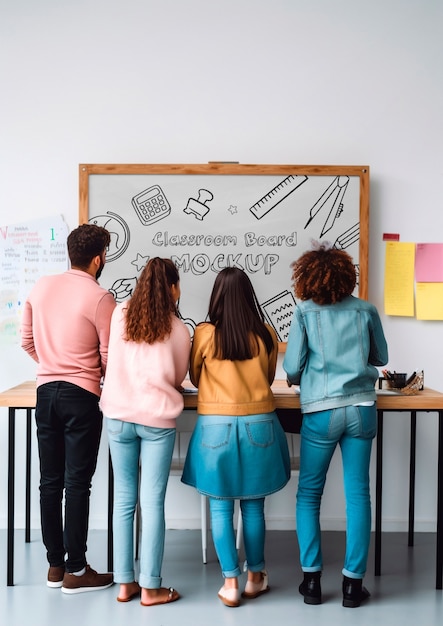 Blackboard mockup in classroom