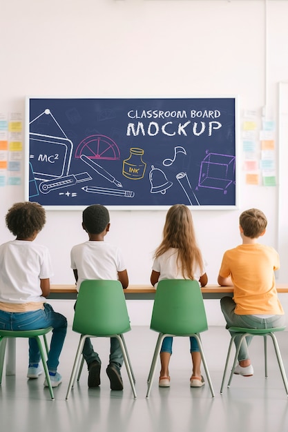 PSD blackboard mockup in classroom