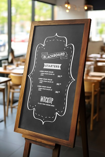 PSD blackboard mockup inside shop