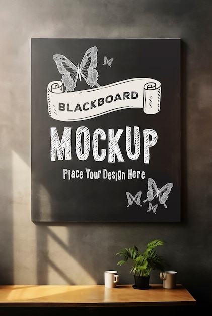 Blackboard mockup inside shop