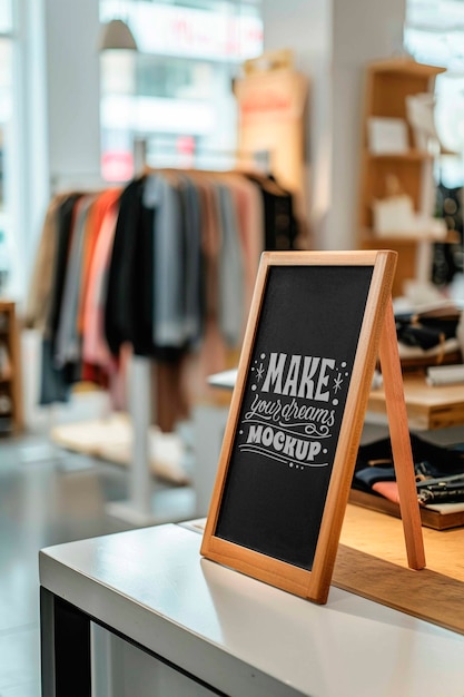 PSD blackboard mockup inside shop