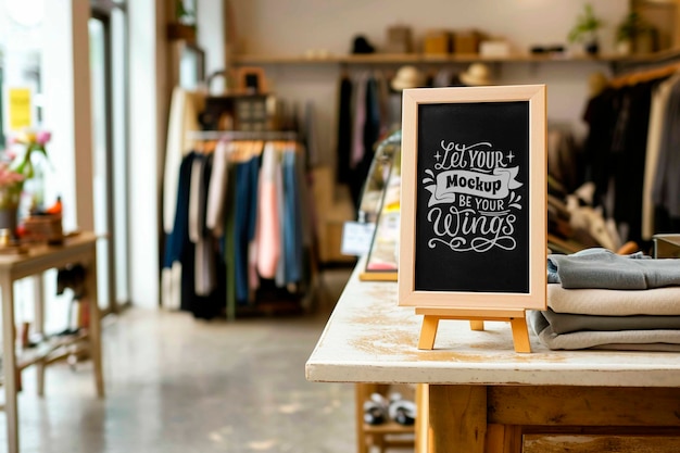 PSD blackboard mockup inside shop