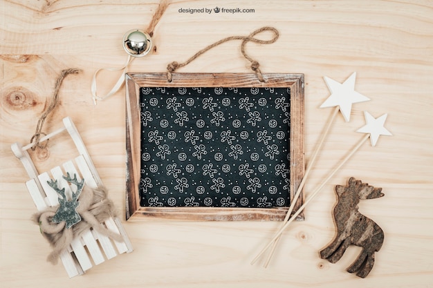 Blackboard-mockup met christmtas-ontwerp